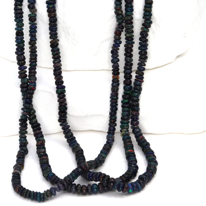 Black Ethiopian Opal 3mm Smooth Rondelles
