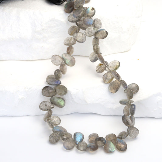 Blue Labradorite 7x5mm Faceted Pear Shaped Briolettes Bead Strand