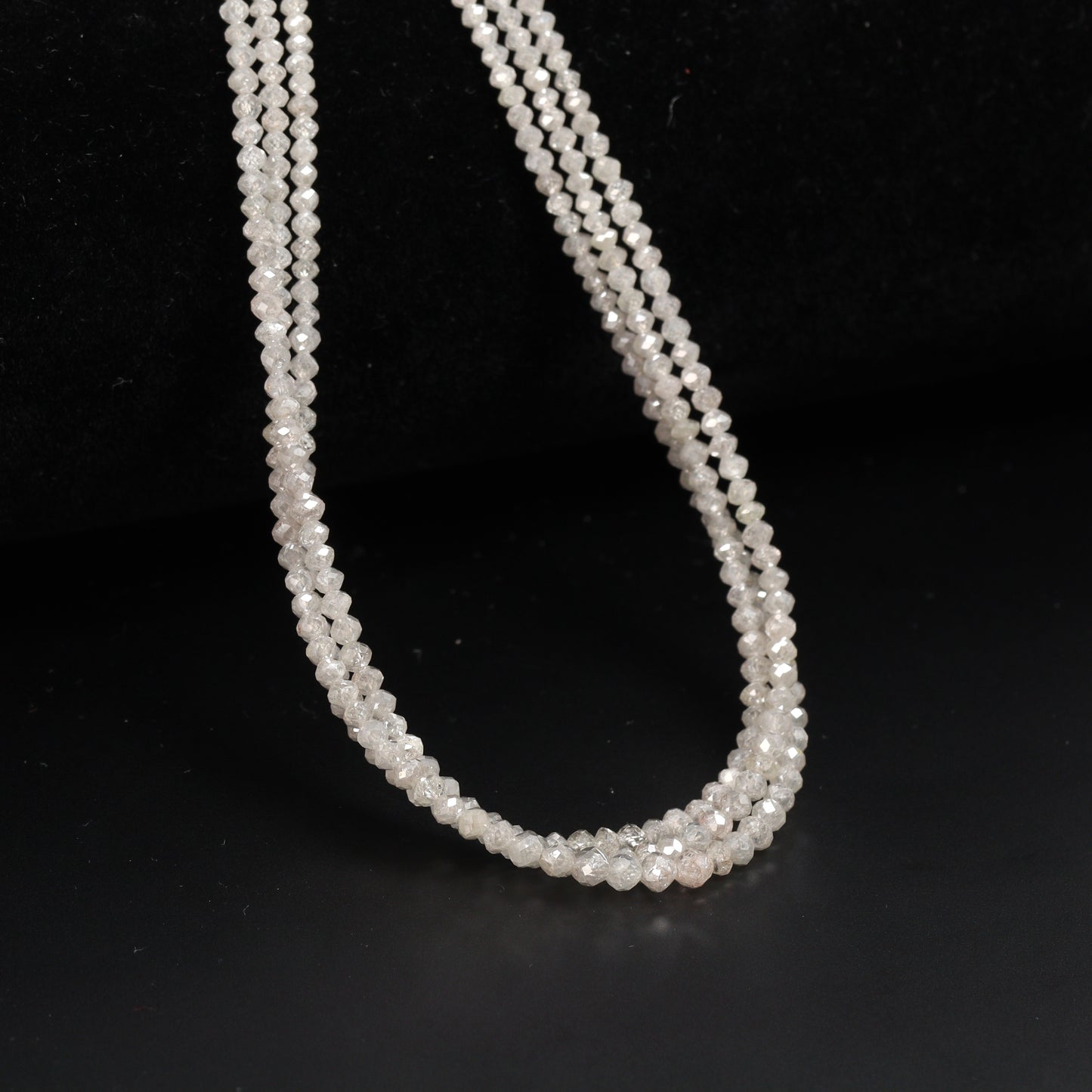 Gray Diamond 1.9mm – 3mm Hand Faceted Rondelles Bead Strand