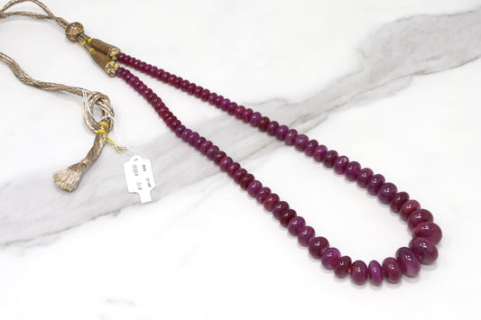 Red Ruby 6mm - 10mm Smooth Rondelles 1 Strand Bead Necklace