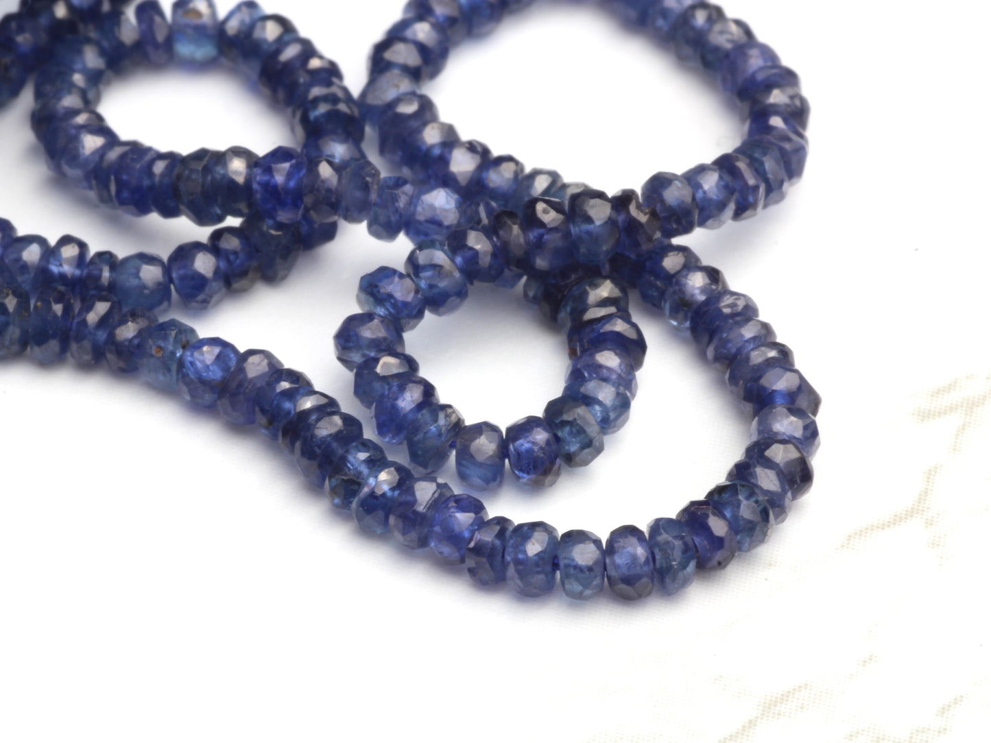 Royal Blue Sapphire 2.5mm Hand Faceted Rondelles Bead Strand