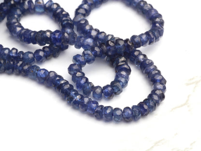 Royal Blue Sapphire 2.5mm Hand Faceted Rondelles Bead Strand