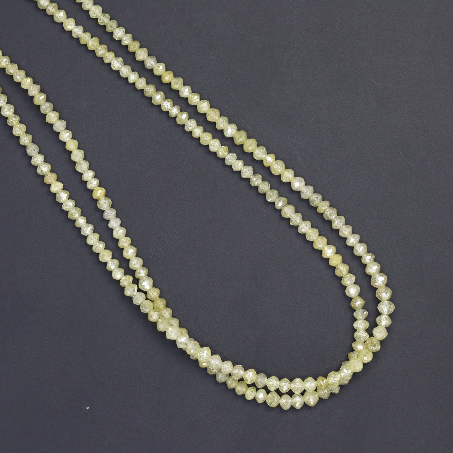 Champagne Diamond 2.1mm - 2.7mm Hand Faceted Rondelles Bead Strand