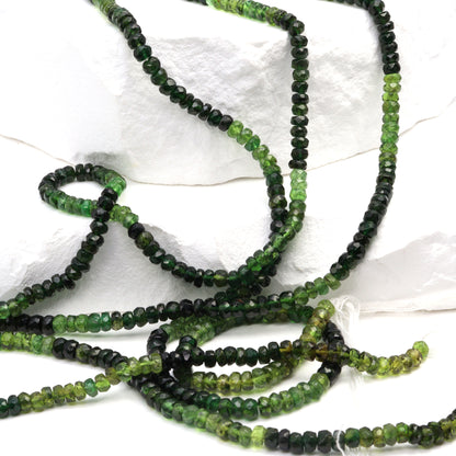 Ombre Green Tourmaline 3.5mm Faceted Rondelles