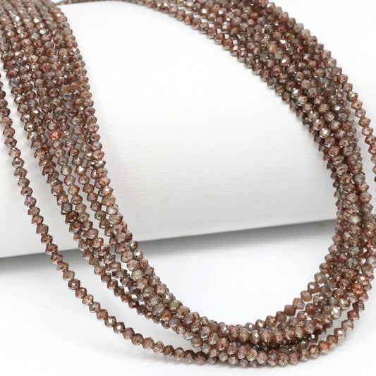 Brown Diamond 2mm – 2.5mm Hand Faceted Rondelles Bead Strand
