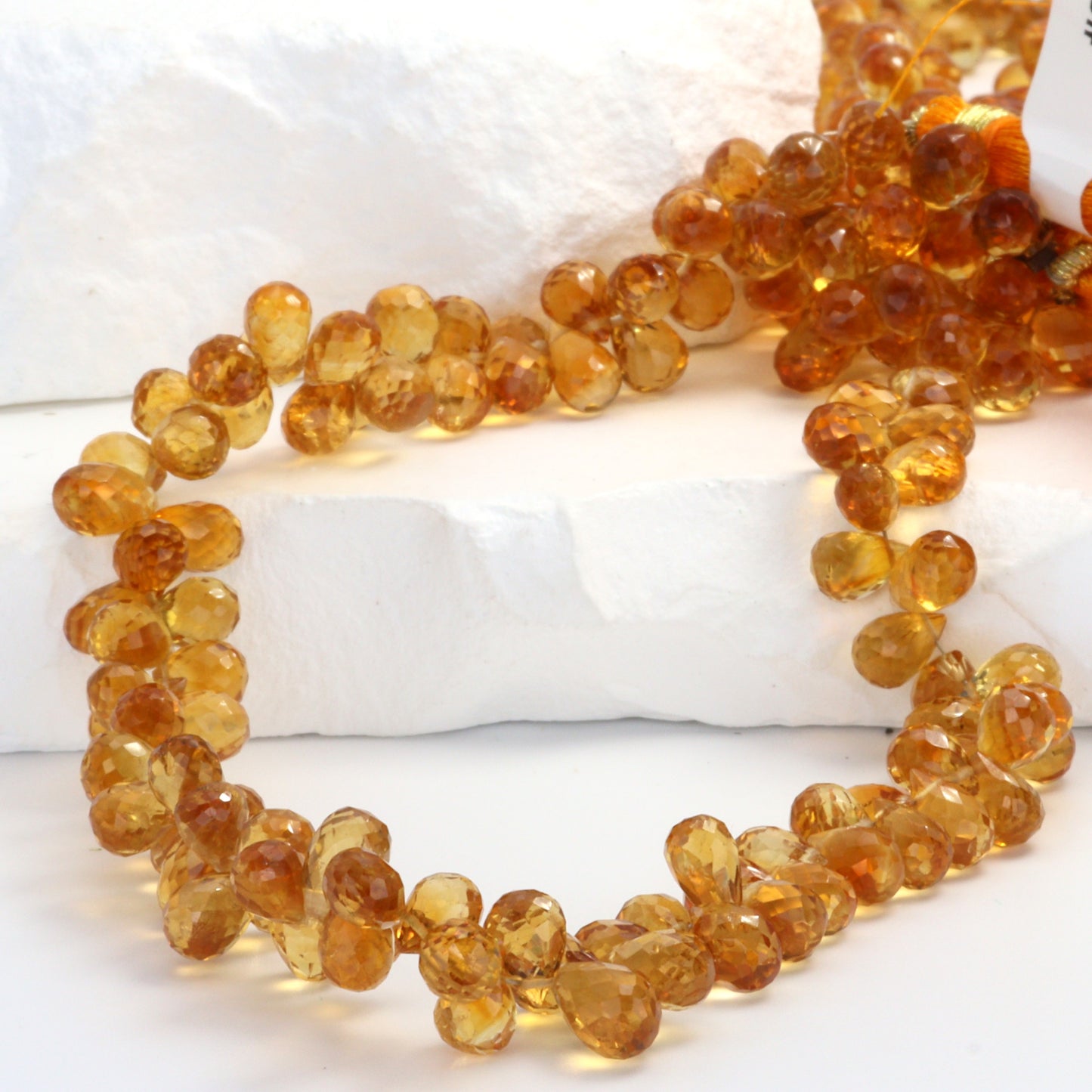 Orange Madeira Citrine 7x5mm Faceted Teardrop Briolettes