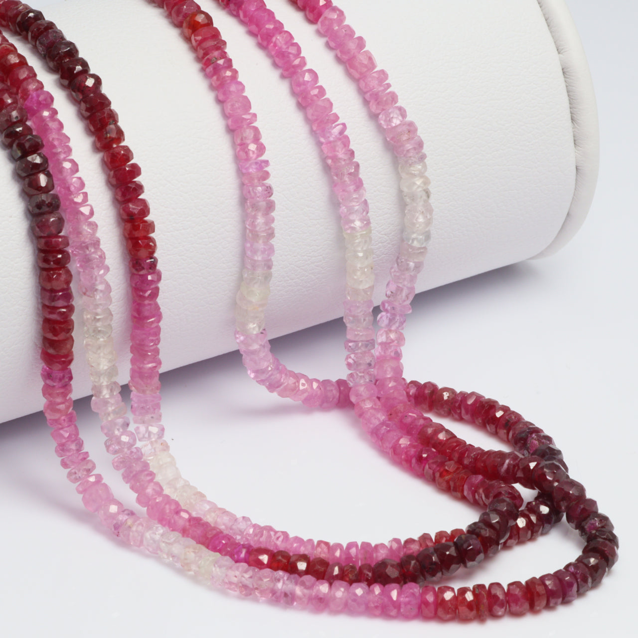 Ombre Red and Pink Ruby 3mm Faceted Rondelles