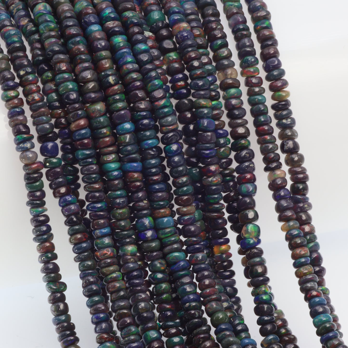 Black Ethiopian Opal 3.5mm Smooth Rondelles Bead Strand
