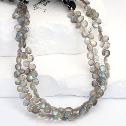 Blue Labradorite 5mm Faceted Heart Shaped Briolettes