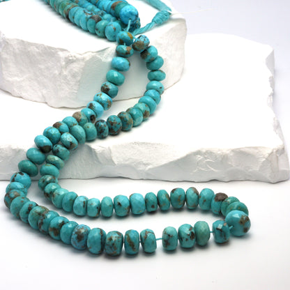 Natural Blue Turquoise 9mm Faceted Rondelles