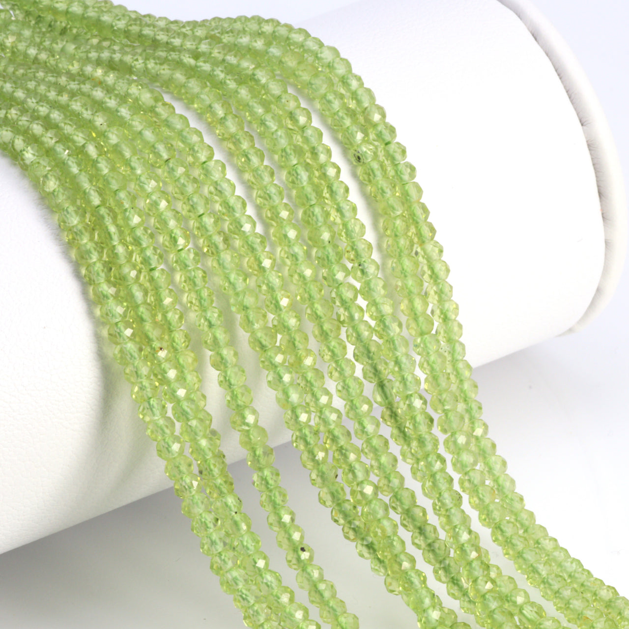 Green Peridot 2.5mm Faceted Rondelles