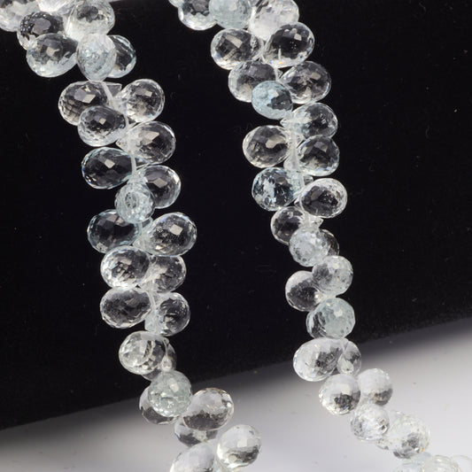 White Topaz 8x5mm Faceted Teardrop Briolettes