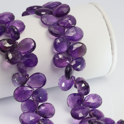Purple Amethyst 12x7mm Faceted Pear Shaped Briolettes