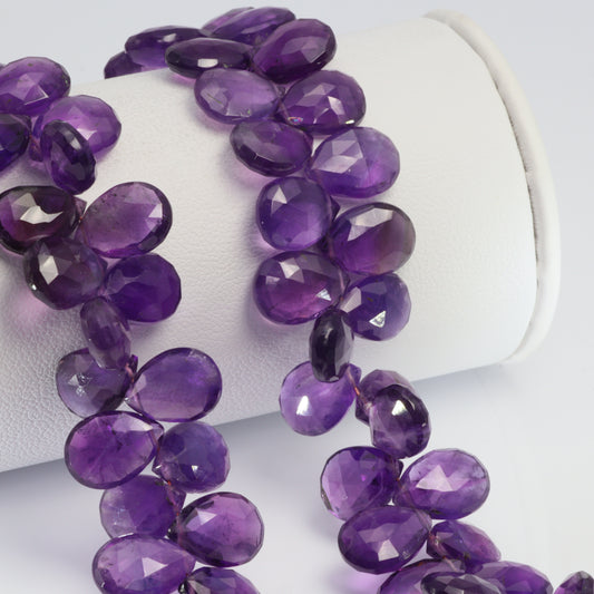 Purple Amethyst 12x7mm Faceted Pear Shaped Briolettes