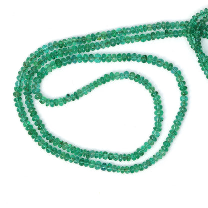Green Emerald 2mm - 3mm Smooth Rondelles Bead Strand
