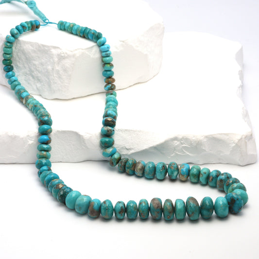 Natural Blue and Black Turquoise 6mm Faceted Rondelles