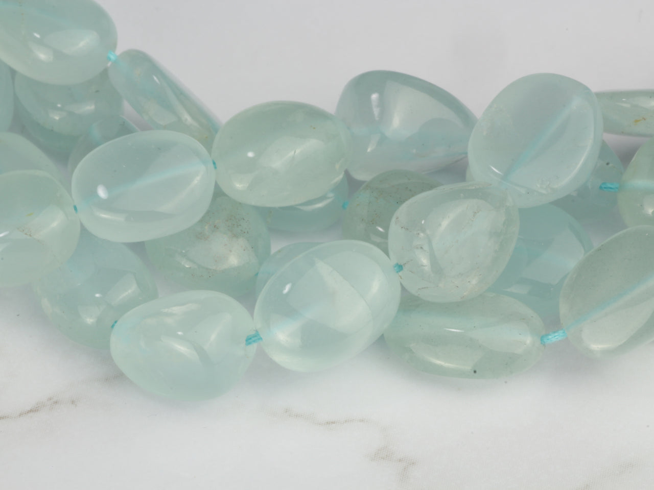 Blue Milky Aquamarine 7x5mm Smooth Nuggets