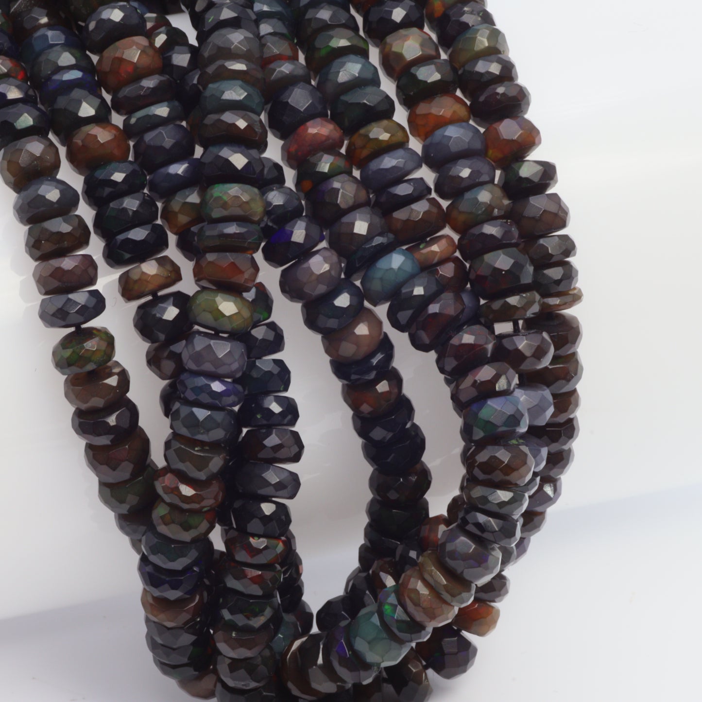 Black Ethiopian Opal 5.5mm Faceted Rondelles