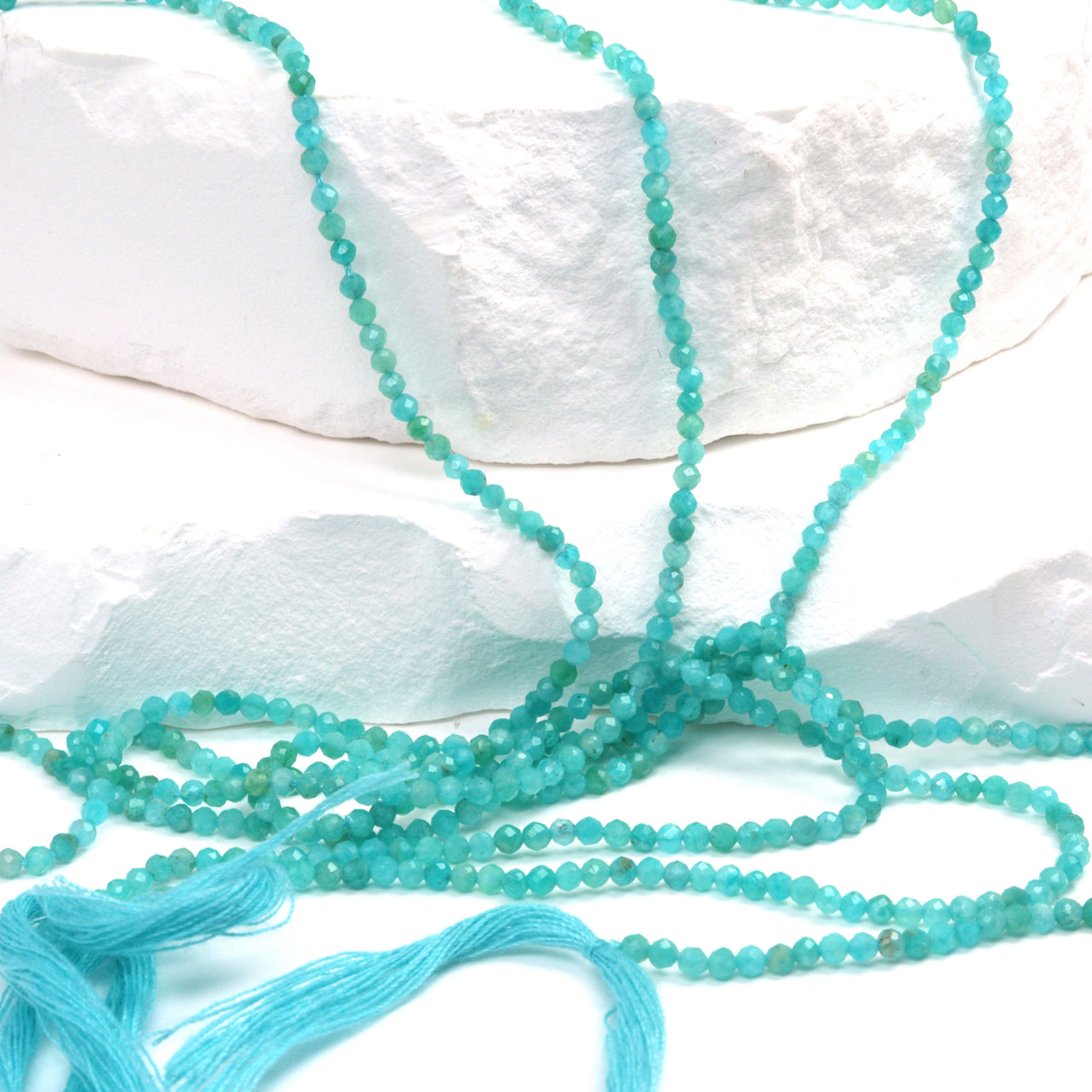 Blue Amazonite 2mm Faceted Rounds Bead Strand