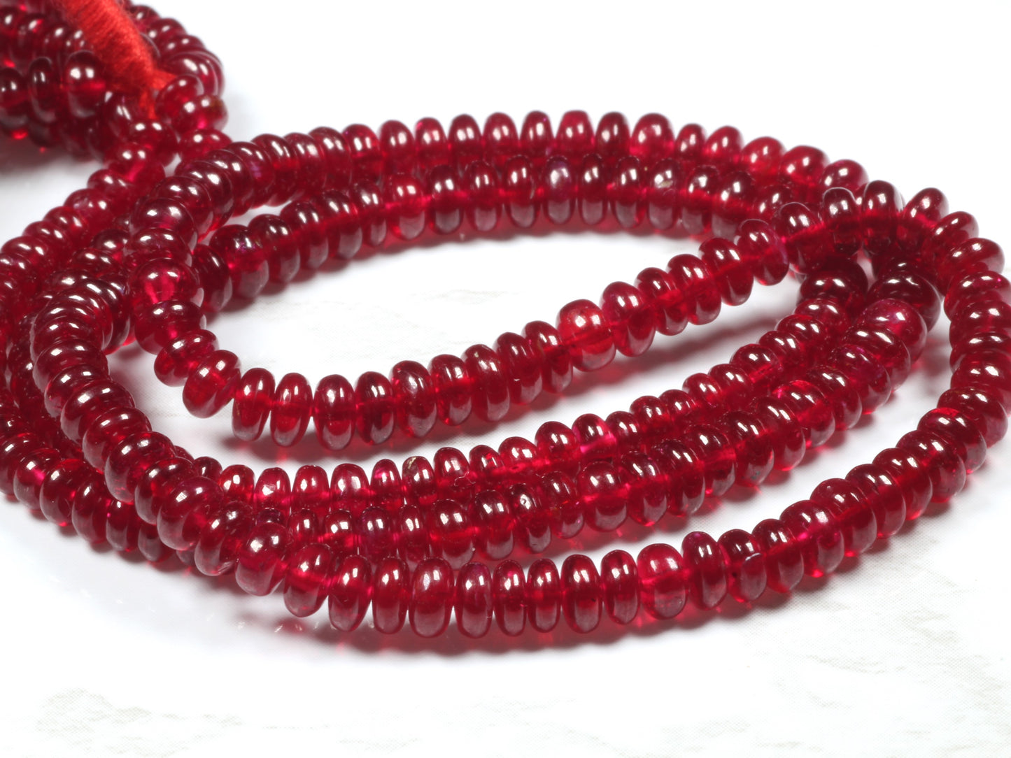 AAA Red Ruby 3.75mm Smooth Rondelles Bead Strand