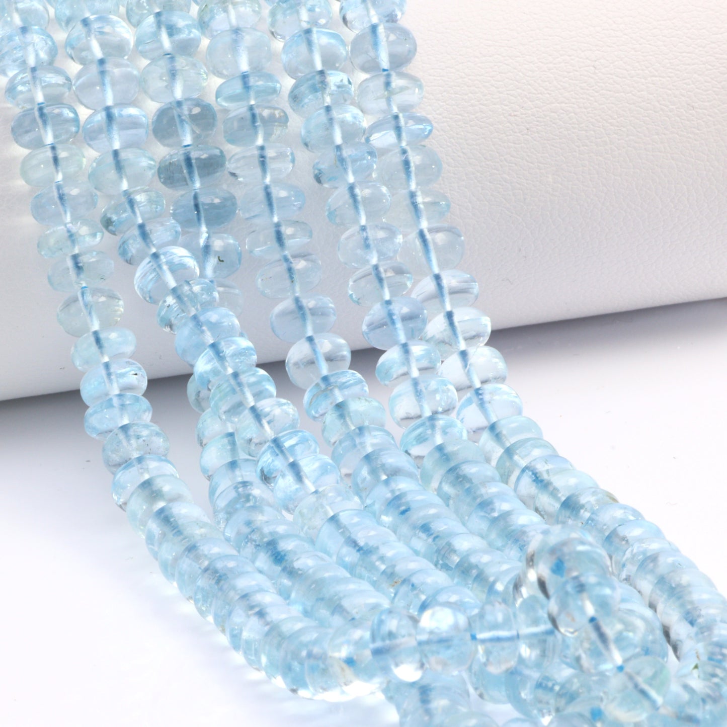 Blue Aquamarine 6mm Smooth Rondelles