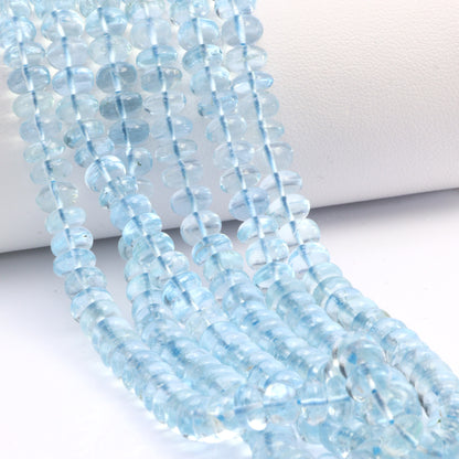 Blue Aquamarine 6mm Smooth Rondelles