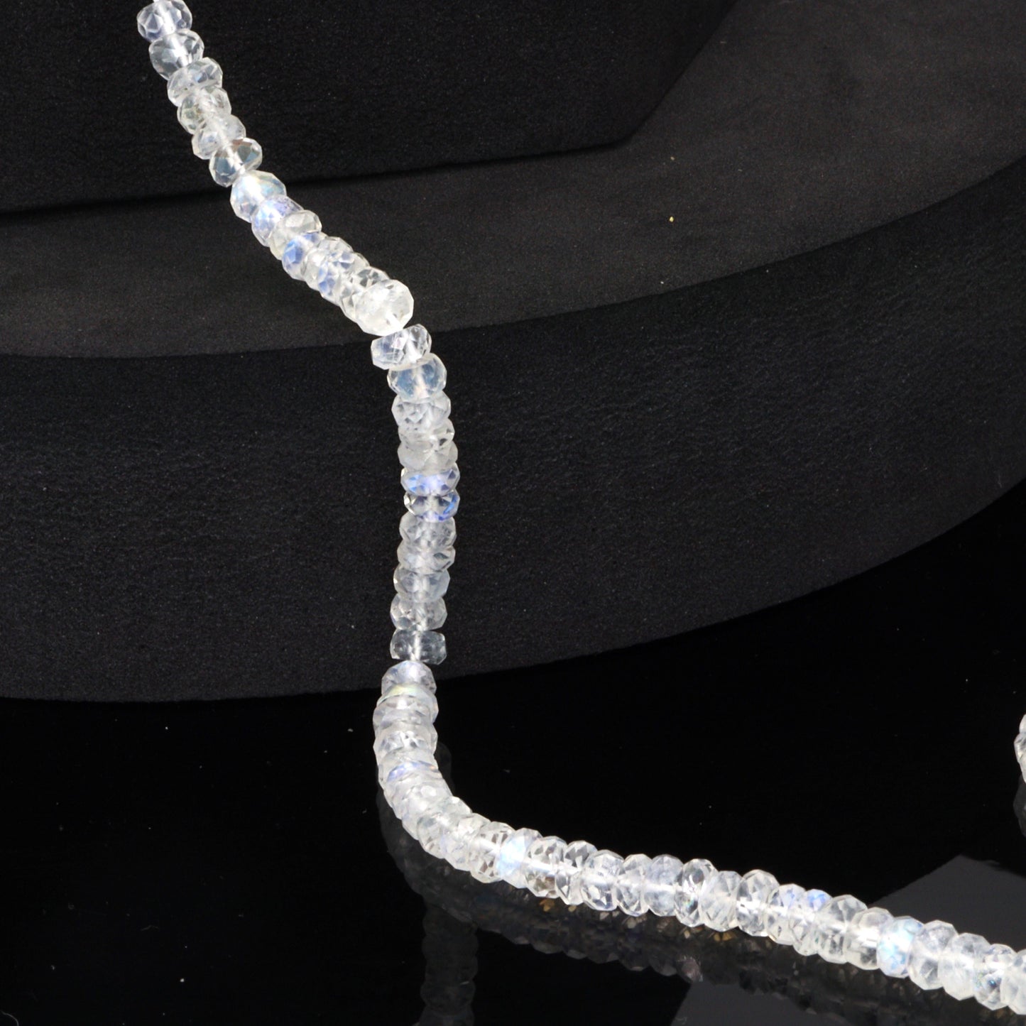 AA Blue Rainbow Moonstone 5mm Faceted Rondelles