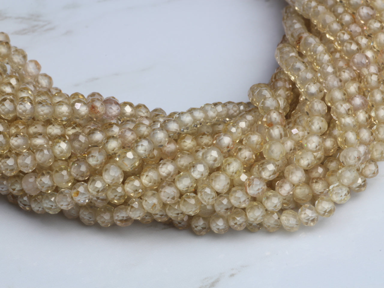 Champagne Zircon 2.5mm Faceted Rondelles