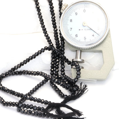 Black Spinel 3.5mm Faceted Rondelles Bead Strand