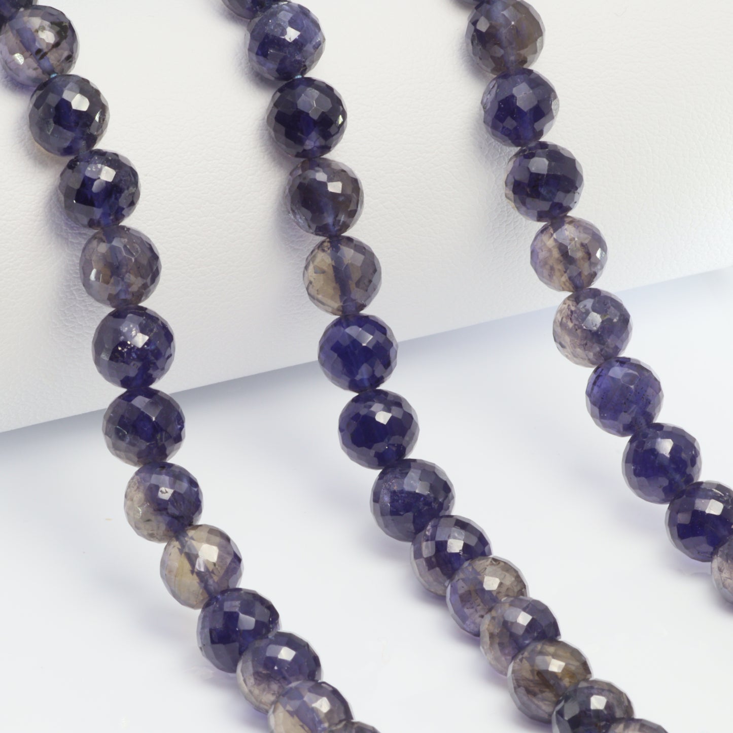 Blue Iolite 7mm Faceted Rounds Bead Strand