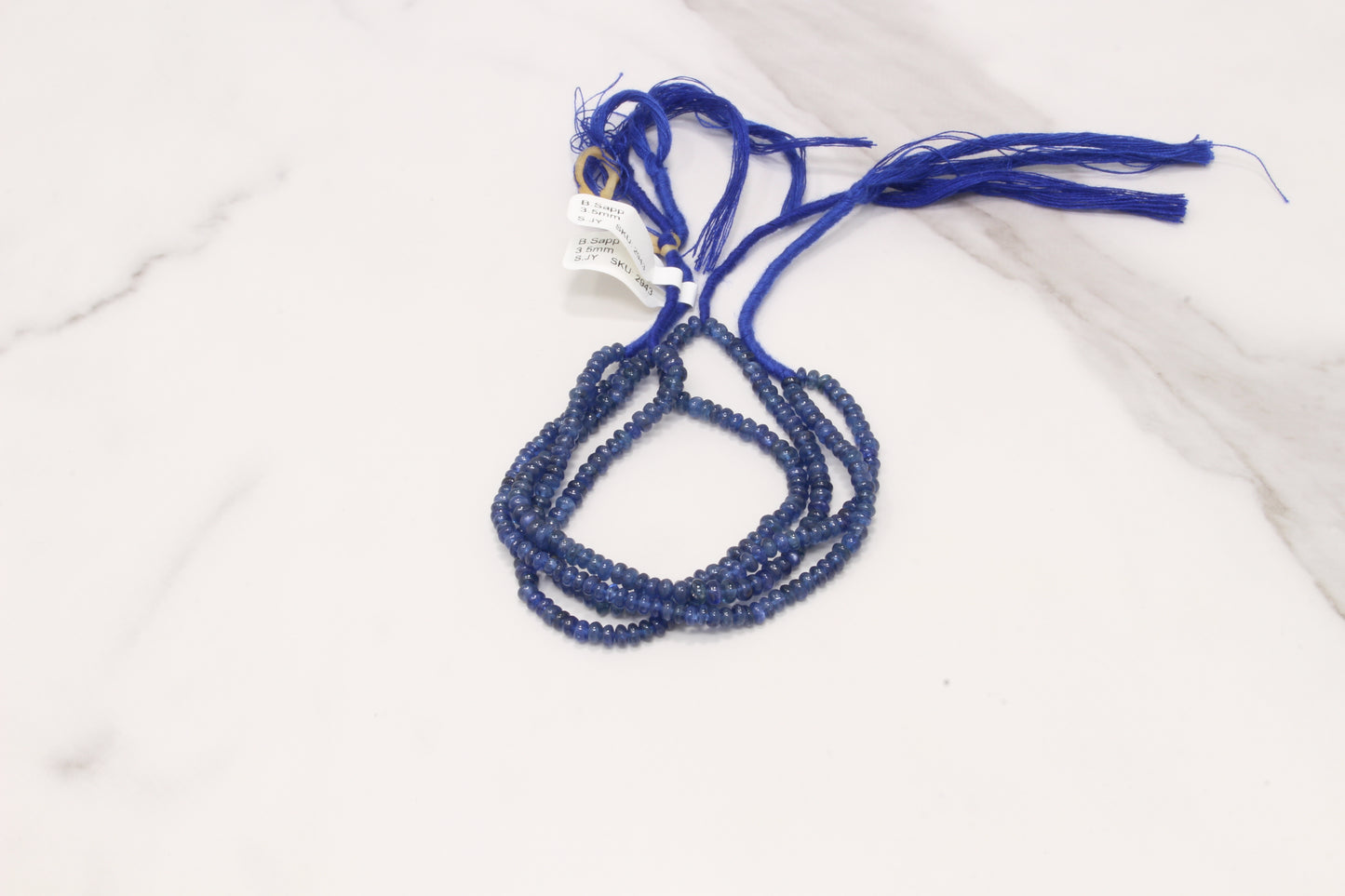 Navy Blue Sapphire 3.5mm Smooth Rondelles Bead Strand