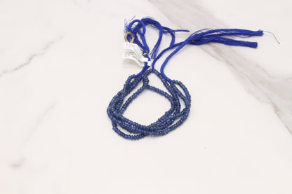Navy Blue Sapphire 3.5mm Smooth Rondelles Bead Strand