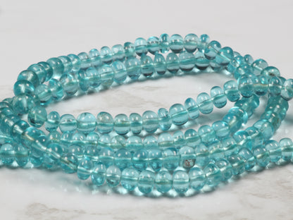 Sea Blue Apatite 4mm Smooth Rondelles Bead Strand