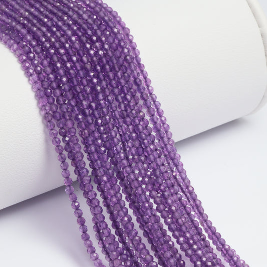 Purple Amethyst 2mm Faceted Rounds Bead Strand