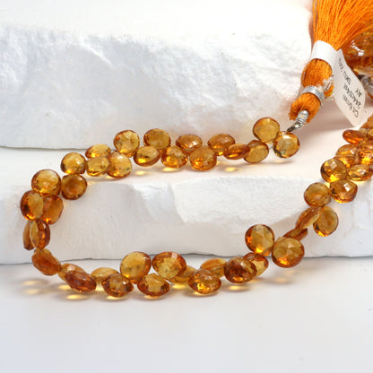 Orange Madeira Citrine 6mm Faceted Heart Shaped Briolettes