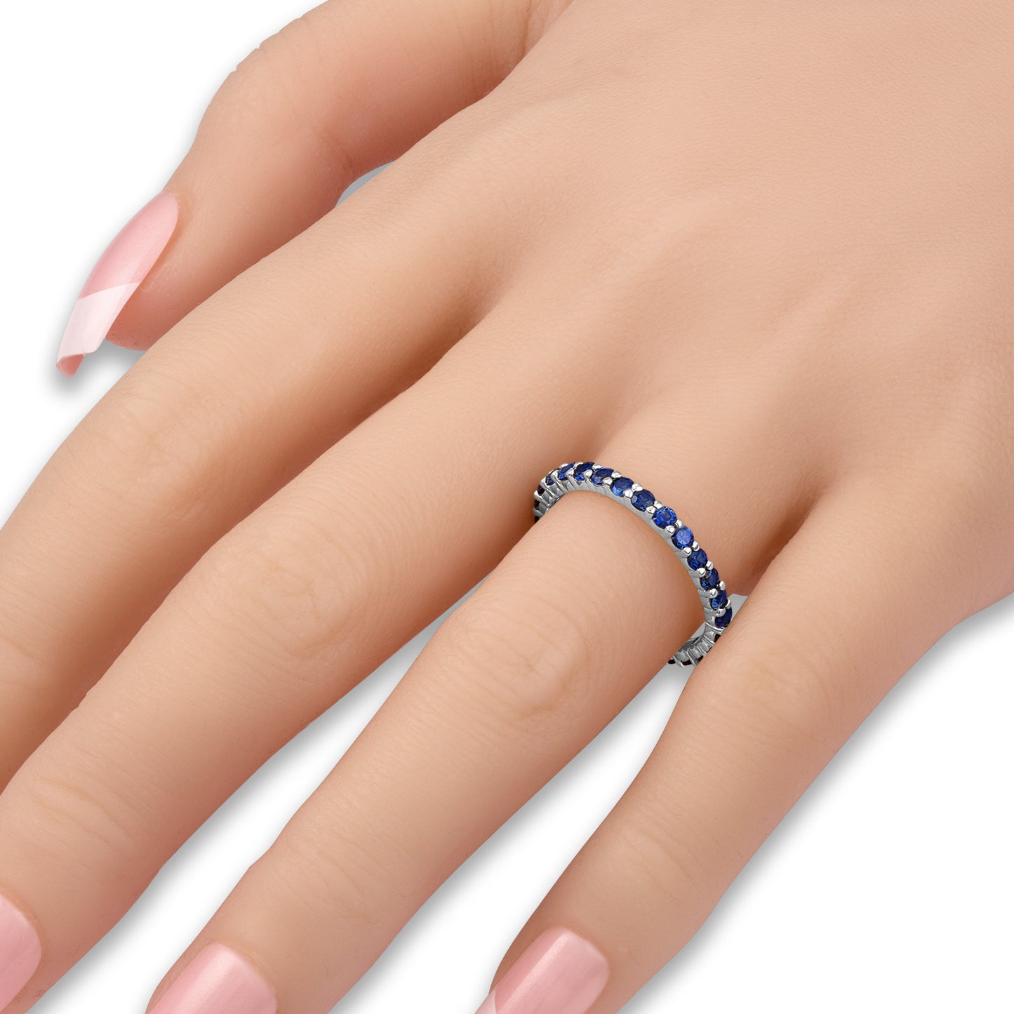 Shared Prong Blue Sapphire Eternity Band