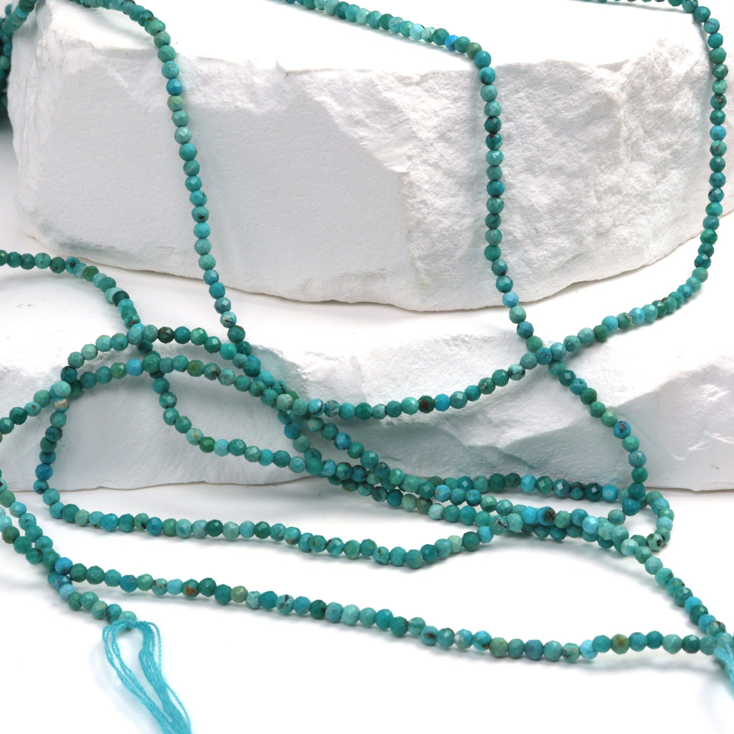 Natural Light Blue Turquoise 2mm Faceted Rounds Bead Strand