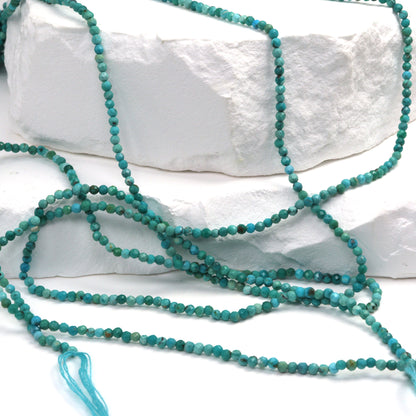 Natural Light Blue Turquoise 2mm Faceted Rounds Bead Strand