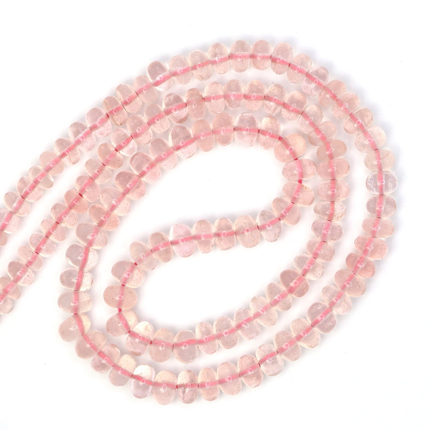 Pink Rose Quartz 4mm - 5.5mm Smooth Rondelles Bead Strand