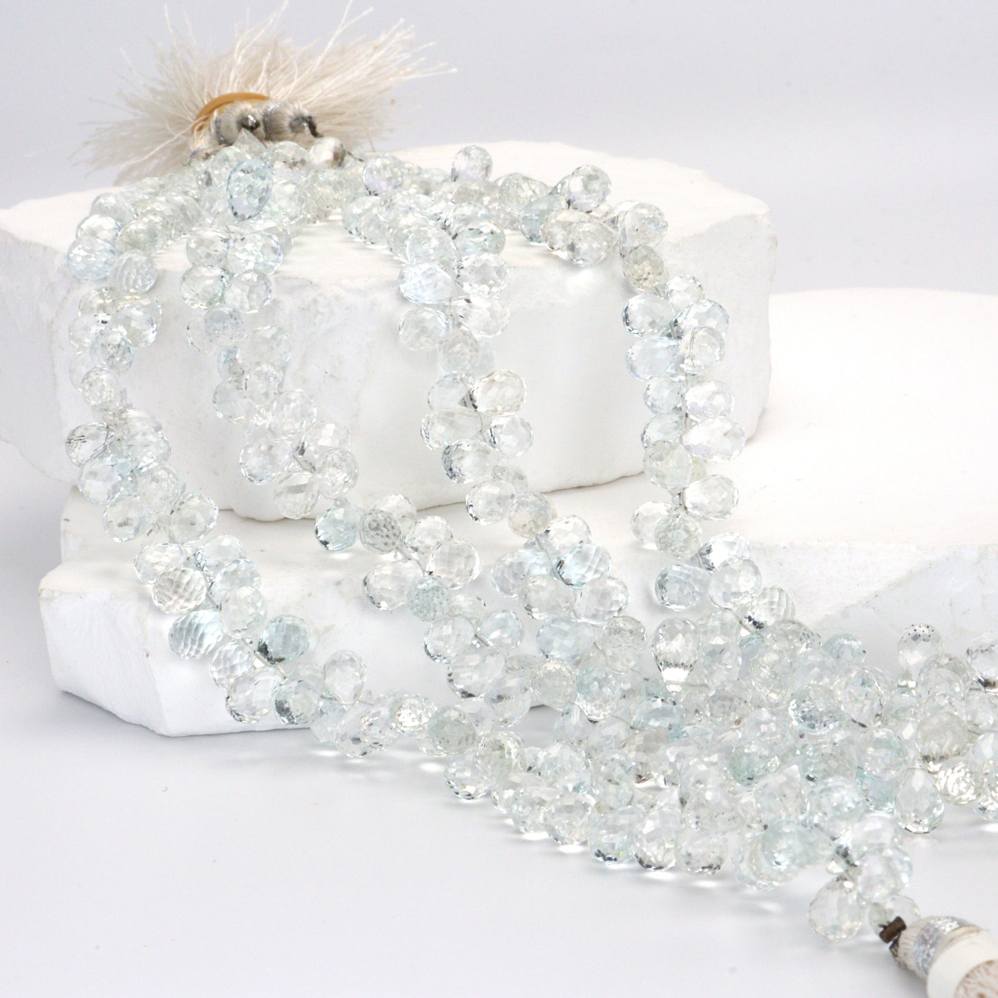 White Topaz 8x5mm Faceted Teardrop Briolettes