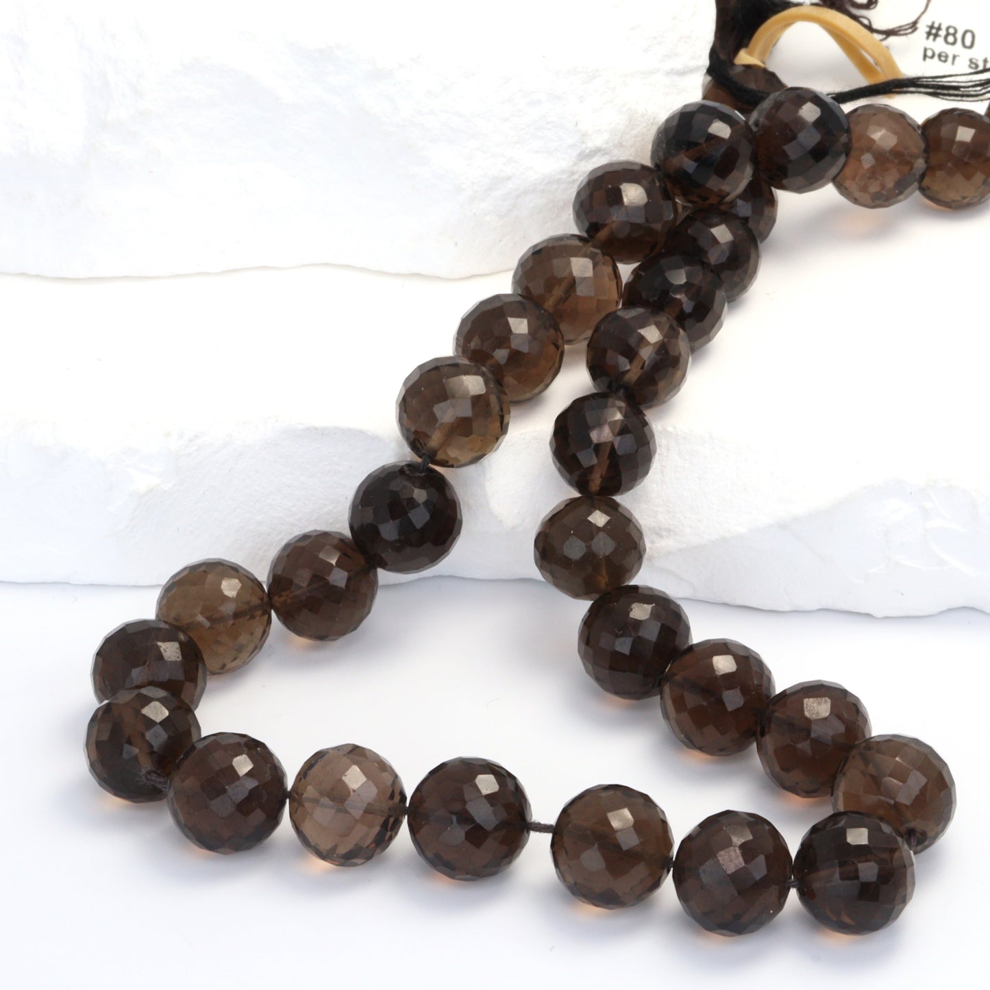 Brown Smoky Quartz 10mm Faceted Rounds Bead Strand