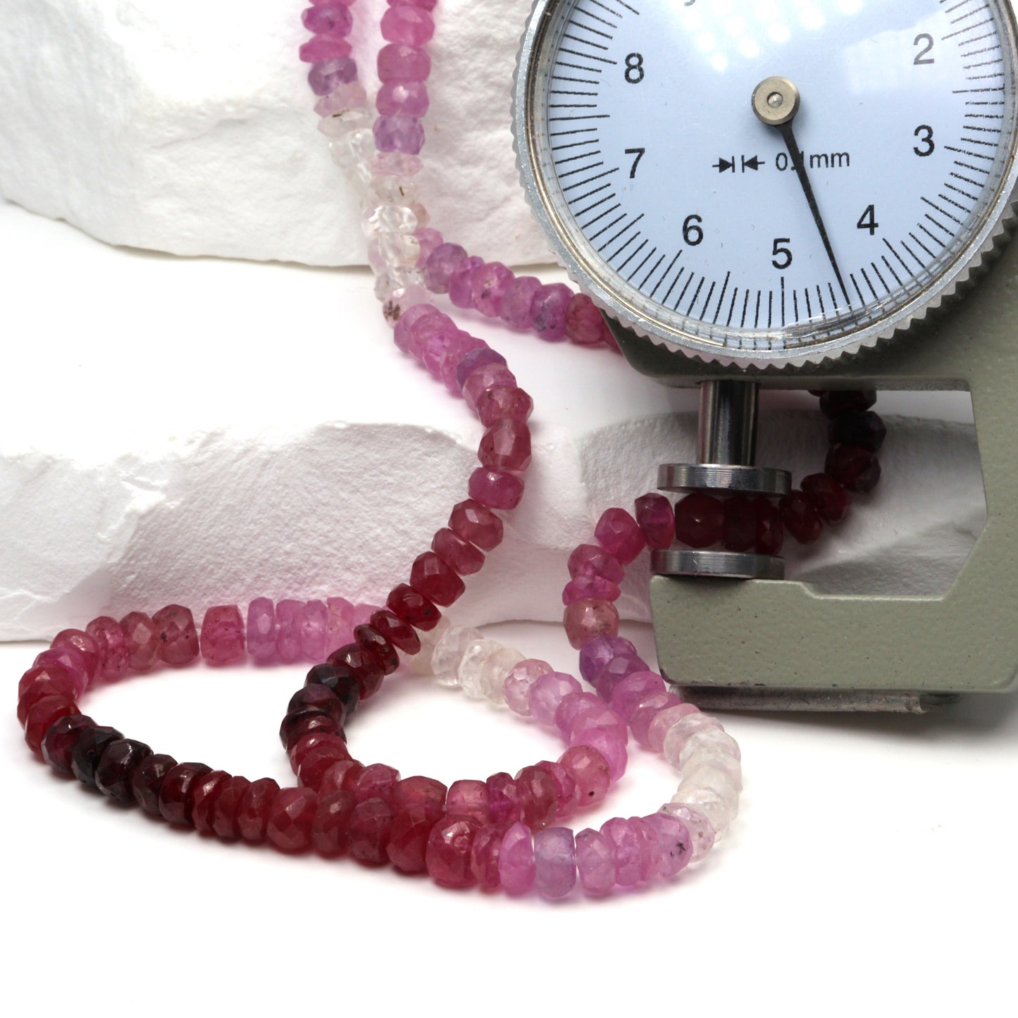 Ombre Red and Pink Ruby 4mm Hand Faceted Rondelles Bead Strand