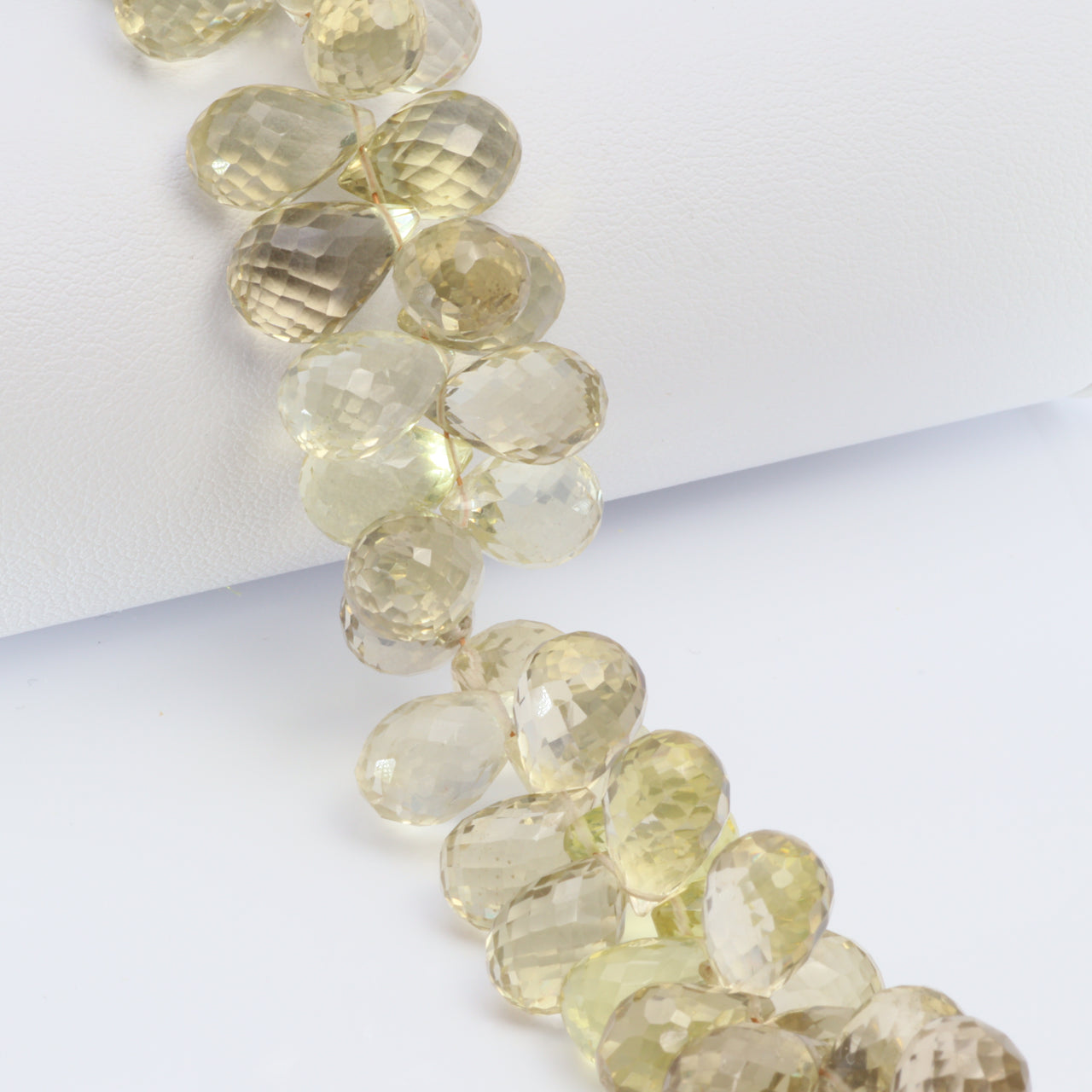 Yellow Lemon Quartz 11x7mm Faceted Teardrop Briolettes Bead Strand