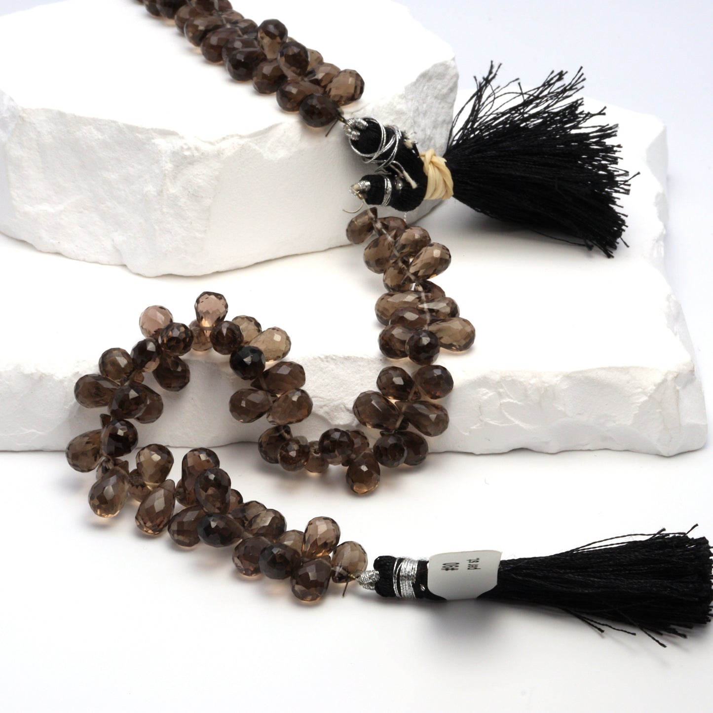 Brown Smoky Quartz 10x6mm Faceted Teardrop Briolettes Bead Strand