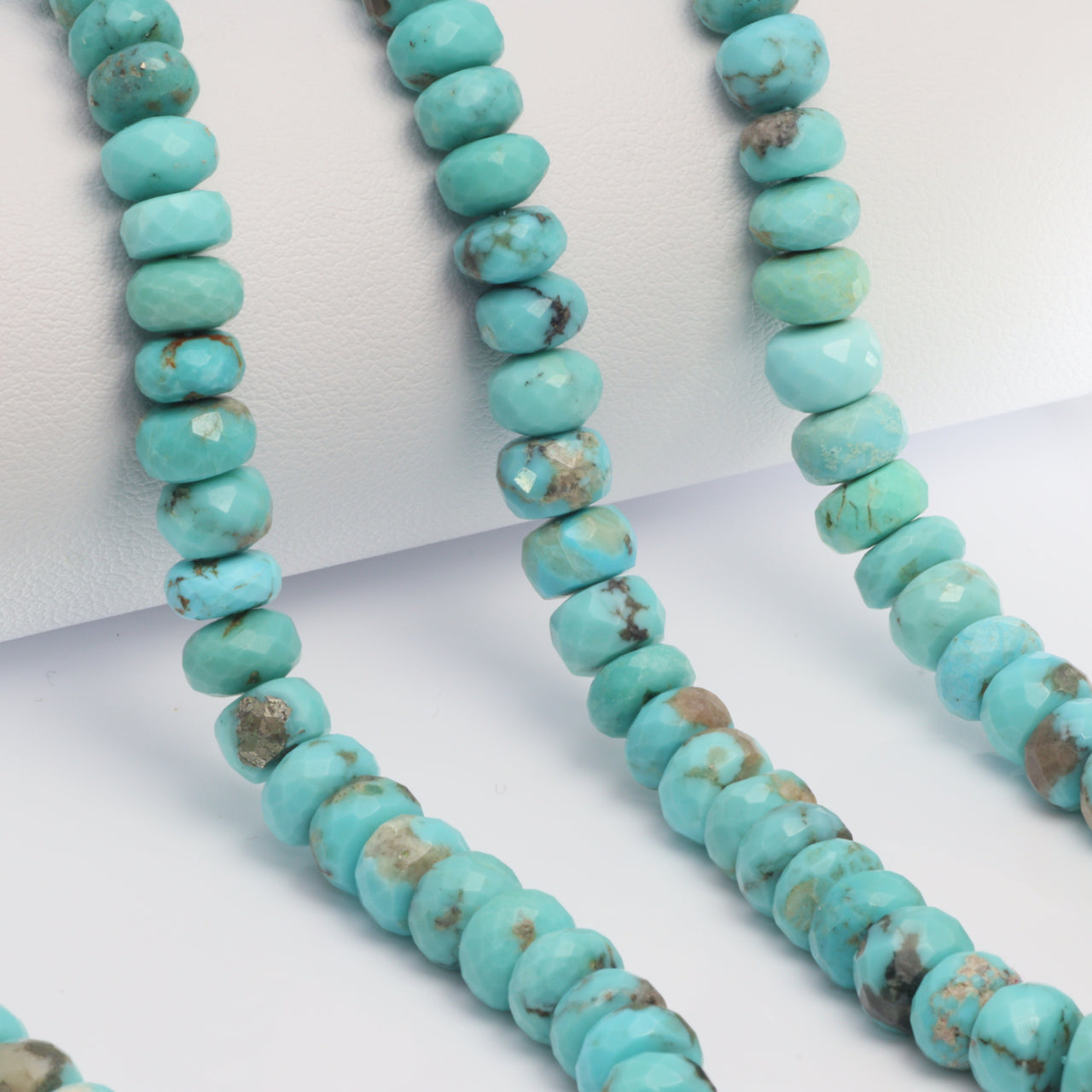 Natural Light Blue Turquoise 5mm - 7mm Faceted Rondelles Bead Strand