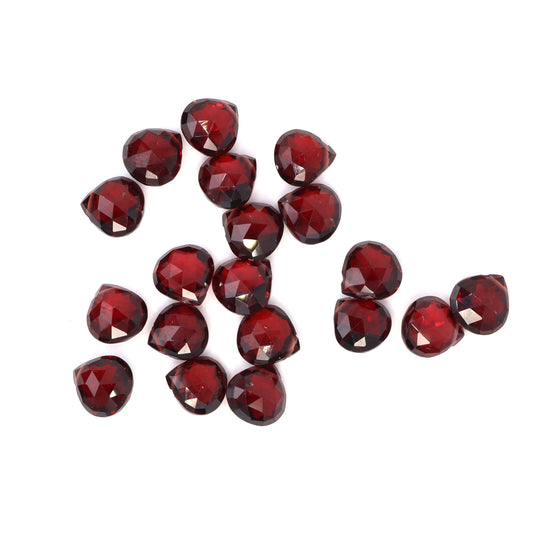 Red Garnet 8mm Faceted Heart Shaped Briolettes Loose Beads