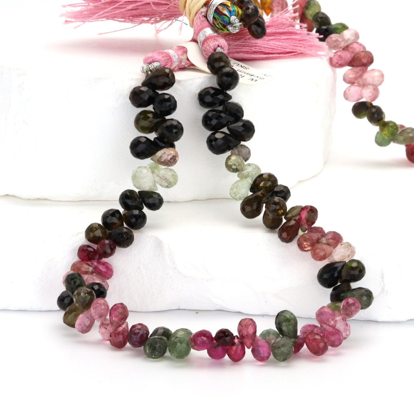 Watermelon Tourmaline 6x4mm Faceted Teardrop Briolettes