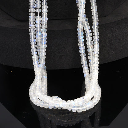 Blue Rainbow Moonstone 4mm Faceted Rondelles