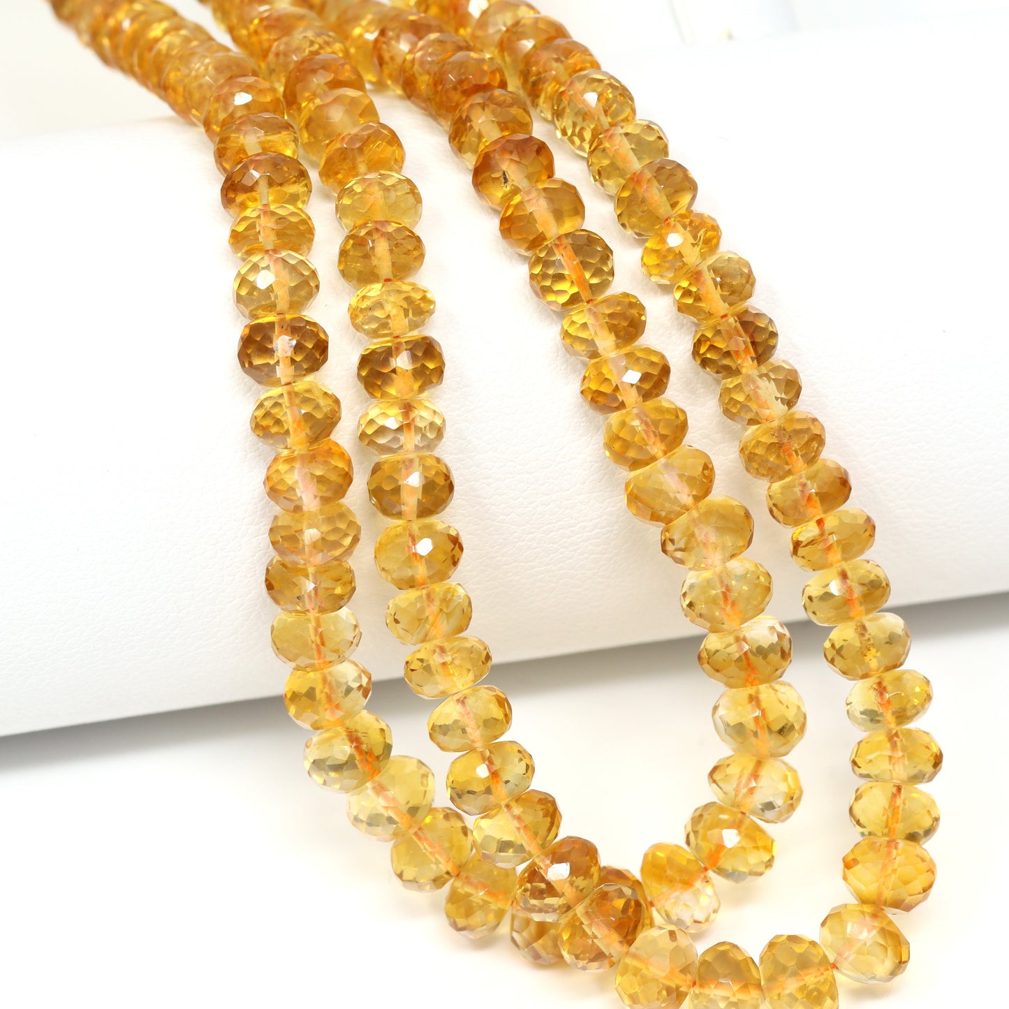 Dark Yellow Citrine 6mm Faceted Rondelles Bead Strand