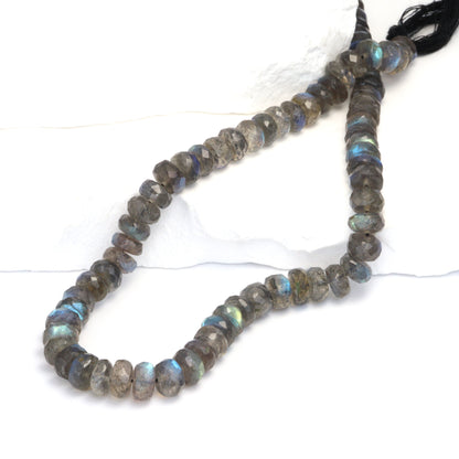 Blue Labradorite 6mm Faceted Rondelles Bead Strand